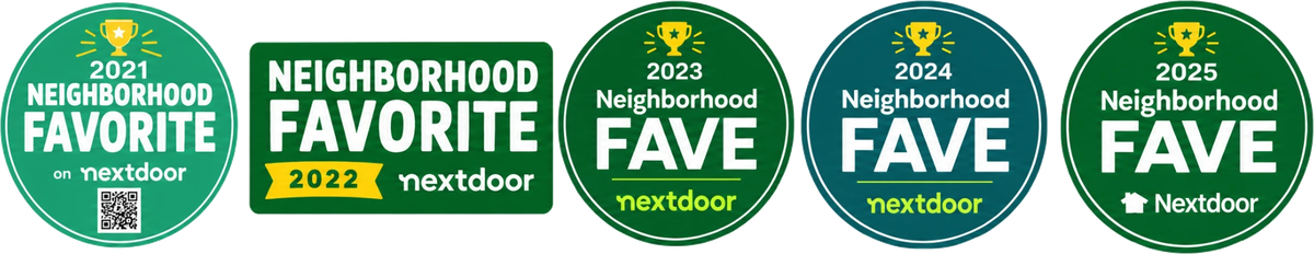 Nextdoor Neighborhood Favorite 2021 and 2022, Neighborhood Fave 2023, 2024 and 2025